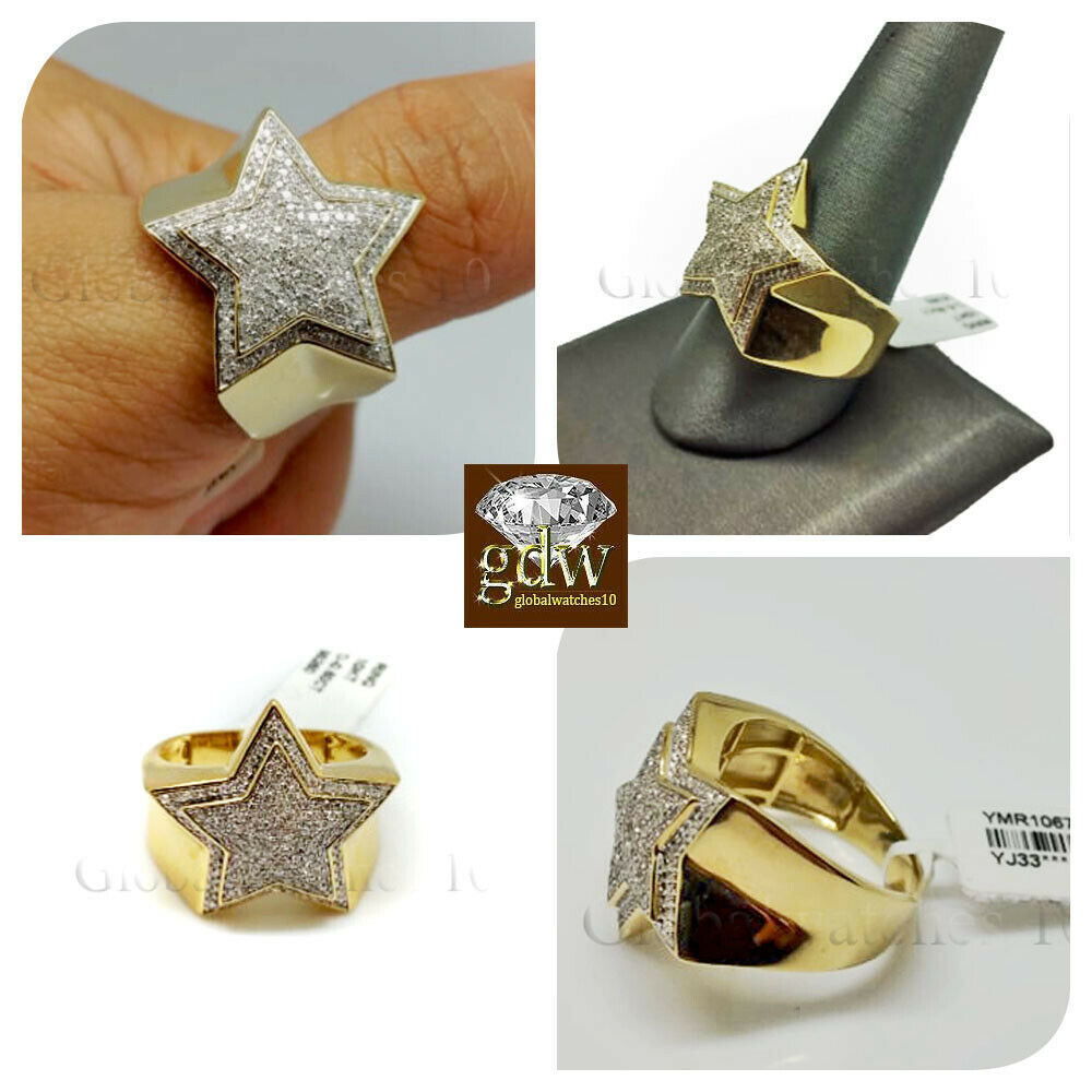 Real 925 Sterling Silver Iced Baguette Star Shaped Ring Pass Tester Hip Hop  Out